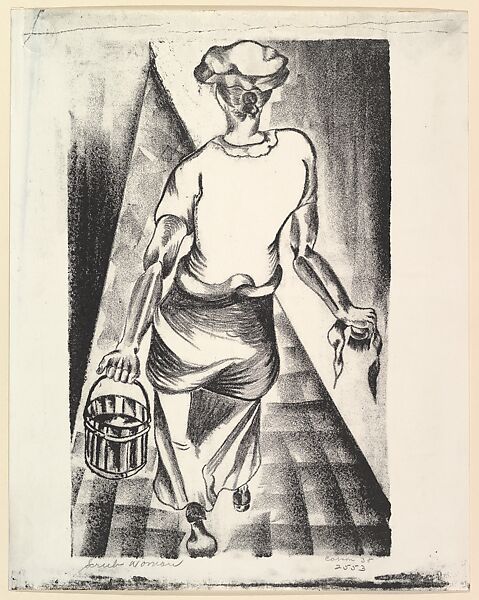 Scrub Woman, Cliffa Corson (American, Chicago 1907–2002 Roseville), Lithograph 