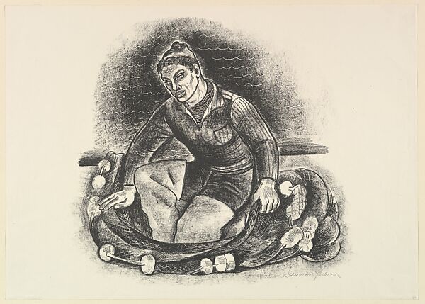 Fisherman, Patricia Cunningham (American, Fruitvale, California 1907–1984 Carmel, California), Lithograph 