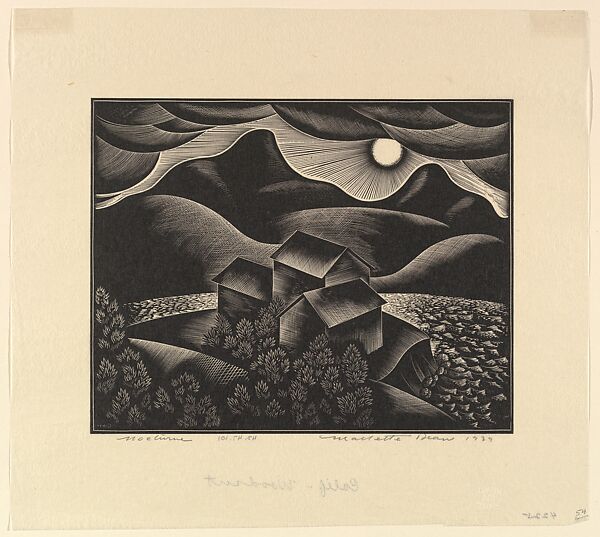 Nocturne, Harold Mallette Dean (American, Spokane, Washington 1907–1975 San Rafael, California), Linocut 