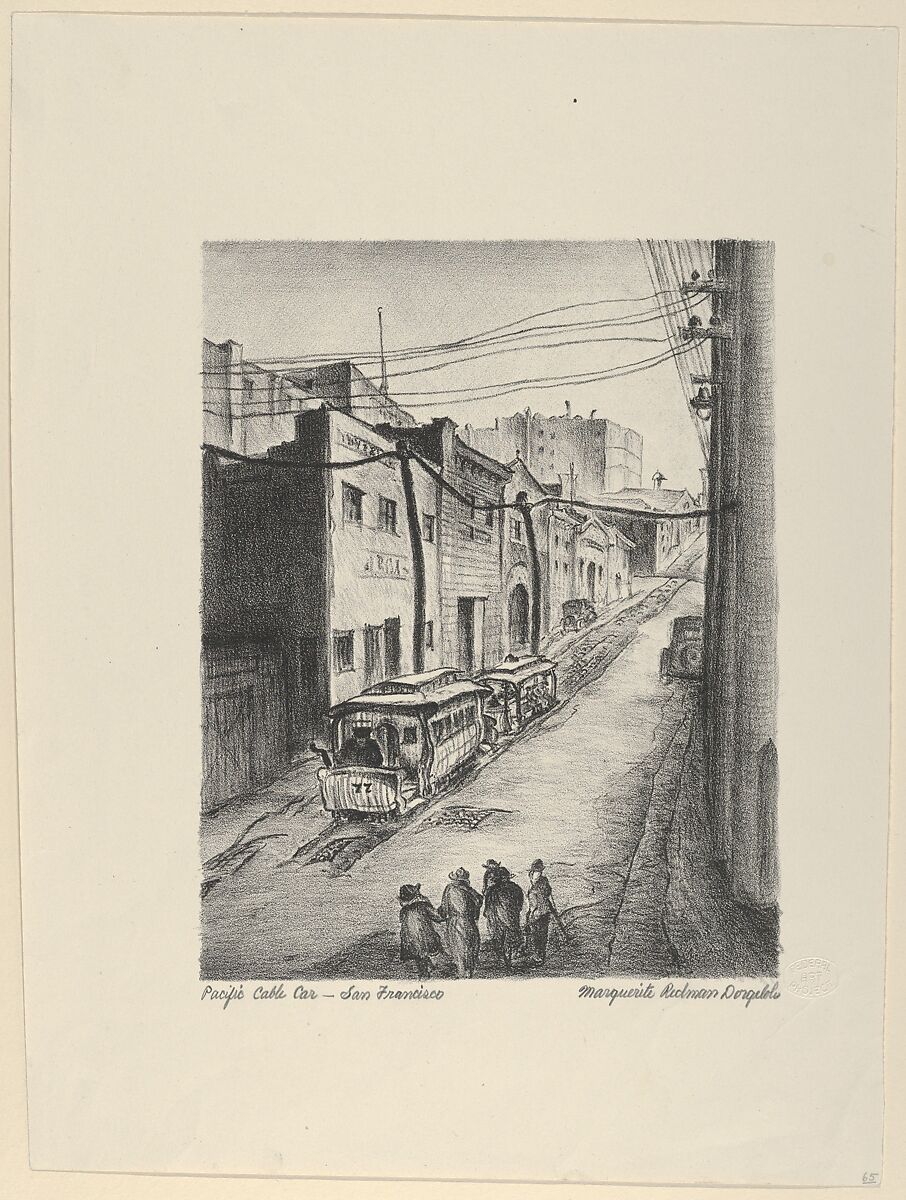 Pacific Cable Car, San Francisco, Marguerite Redman Dorgeloh (American, Watsonville, California 1890–1944 Los Angeles, California), Lithograph 