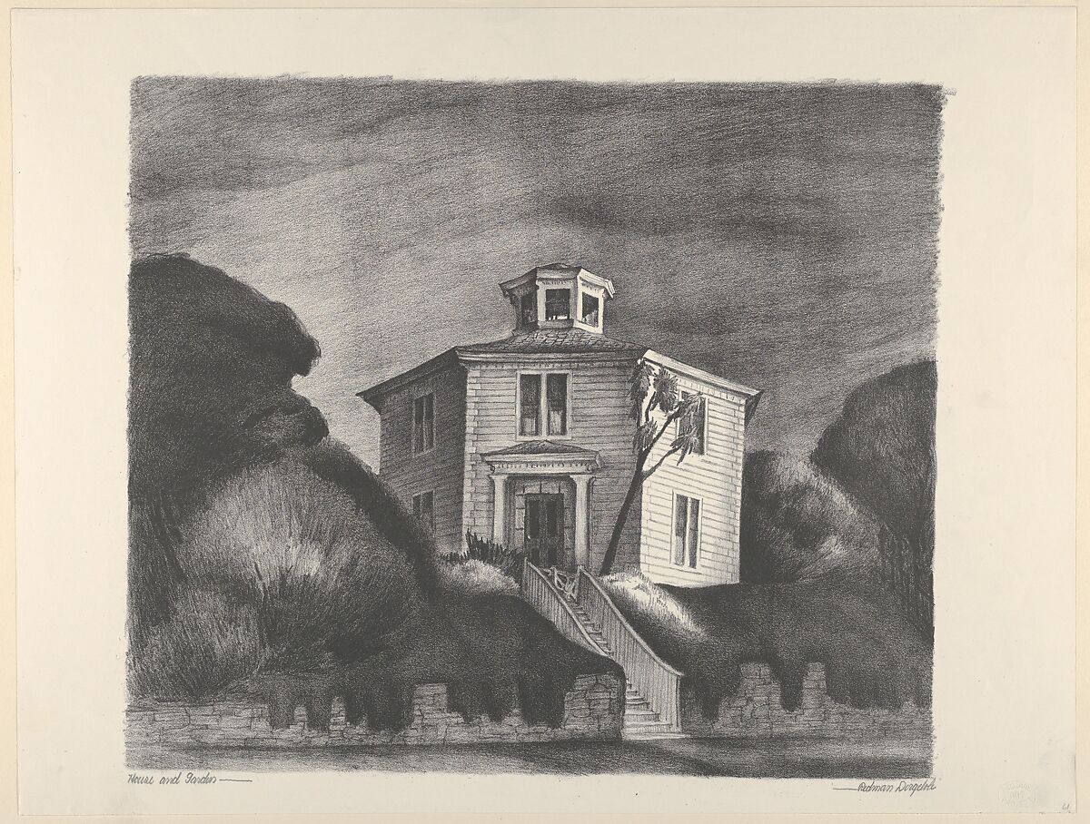 House and Garden, Marguerite Redman Dorgeloh (American, Watsonville, California 1890–1944 Los Angeles, California), Lithograph 