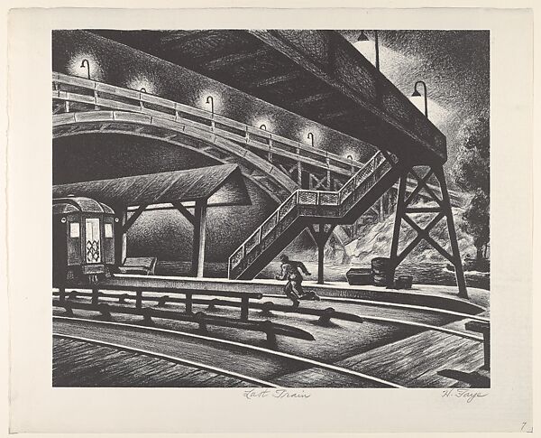 Last Train, Harold Knickerbocker Faye (American, La Grange, Illinois 1910–1980 Tarrytown, New York), Lithograph 