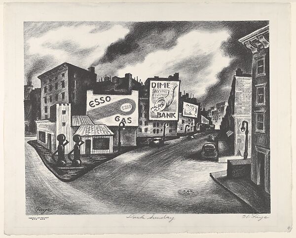 Dark Sunday, Harold Knickerbocker Faye (American, La Grange, Illinois 1910–1980 Tarrytown, New York), Lithograph 