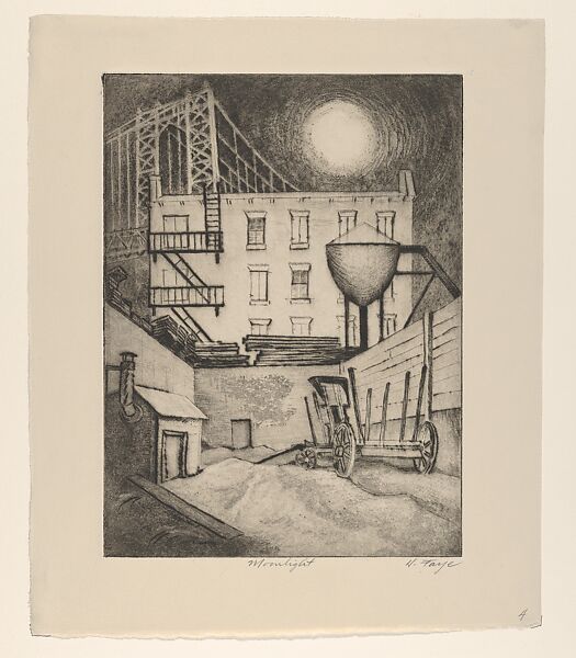 Moonlight, Harold Knickerbocker Faye (American, La Grange, Illinois 1910–1980 Tarrytown, New York), Etching, Aquatint 