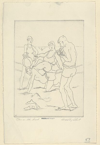 Fun on the Beach, LeRoy Walter Flint (American, Ashtabula, Ohio 1909–1991 Akron, Ohio), Engraving 