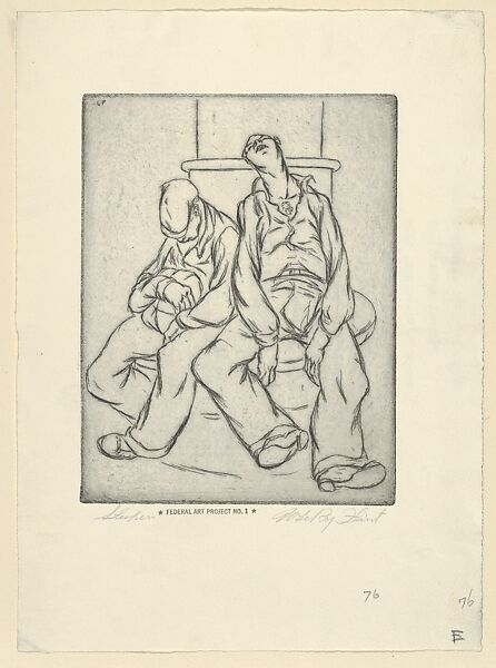 Sleepers, LeRoy Walter Flint (American, Ashtabula, Ohio 1909–1991 Akron, Ohio), Carborundum etching 