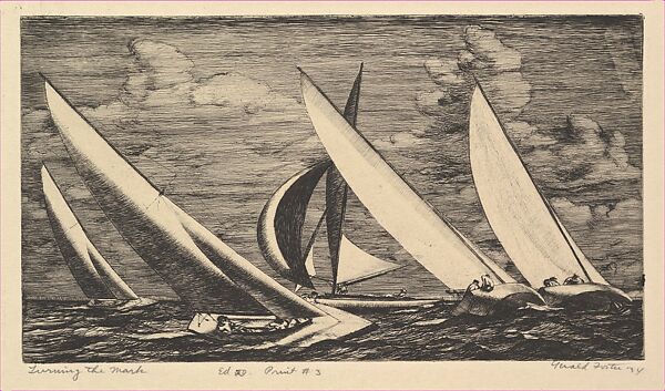 Turning the Mark, Gerald Foster (American, active 1930s), Etching 