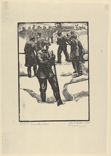 L.W.D. Snowshovelers, Charles Gardner (American, Philadelphia, Pennsylvania 1901–1974 Philadelphia, Pennsylvania), Wood engraving 