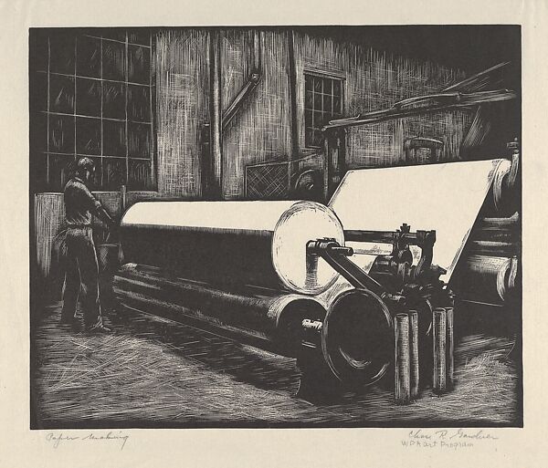 Paper Making, Charles Gardner (American, Philadelphia, Pennsylvania 1901–1974 Philadelphia, Pennsylvania), Wood engraving 