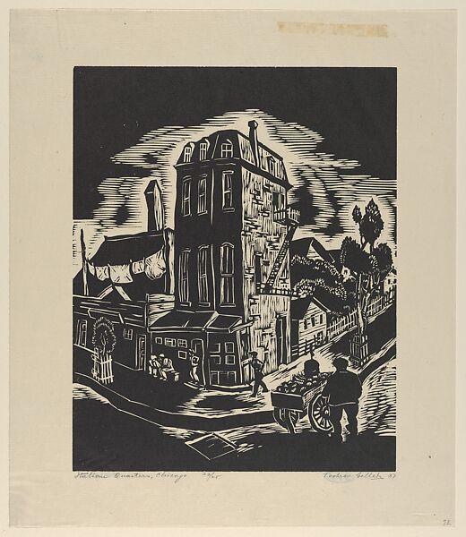 Italian Quarters, Chicago, Todros Geller (American, Vinnitza, Ukraine, Russia 1889–1949), Woodcut 