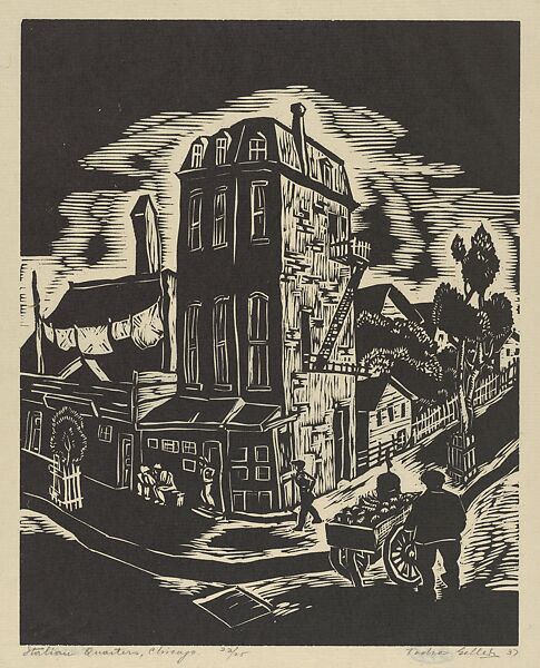 Italian Quarters, Chicago, Todros Geller (American, Vinnitza, Ukraine, Russia 1889–1949), Woodcut