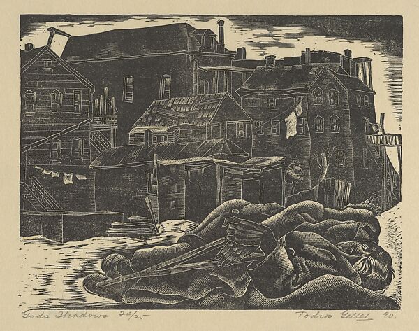 Gods Shadows, Todros Geller (American, Vinnitza, Ukraine, Russia 1889–1949), Woodcut 