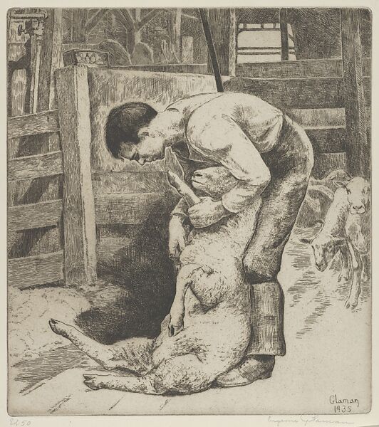 The Shearer, Eugenie Fish Glaman (American, St. Joseph, Missouri 1873–1956 Chicago, Illinois), Etching