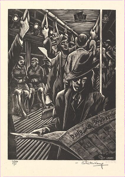 Traffic, 7th Avenue Subway, Hendrik (Henry) J. Glintenkamp (American, Augusta, New Jersey 1887–1946 New York), Wood engraving 