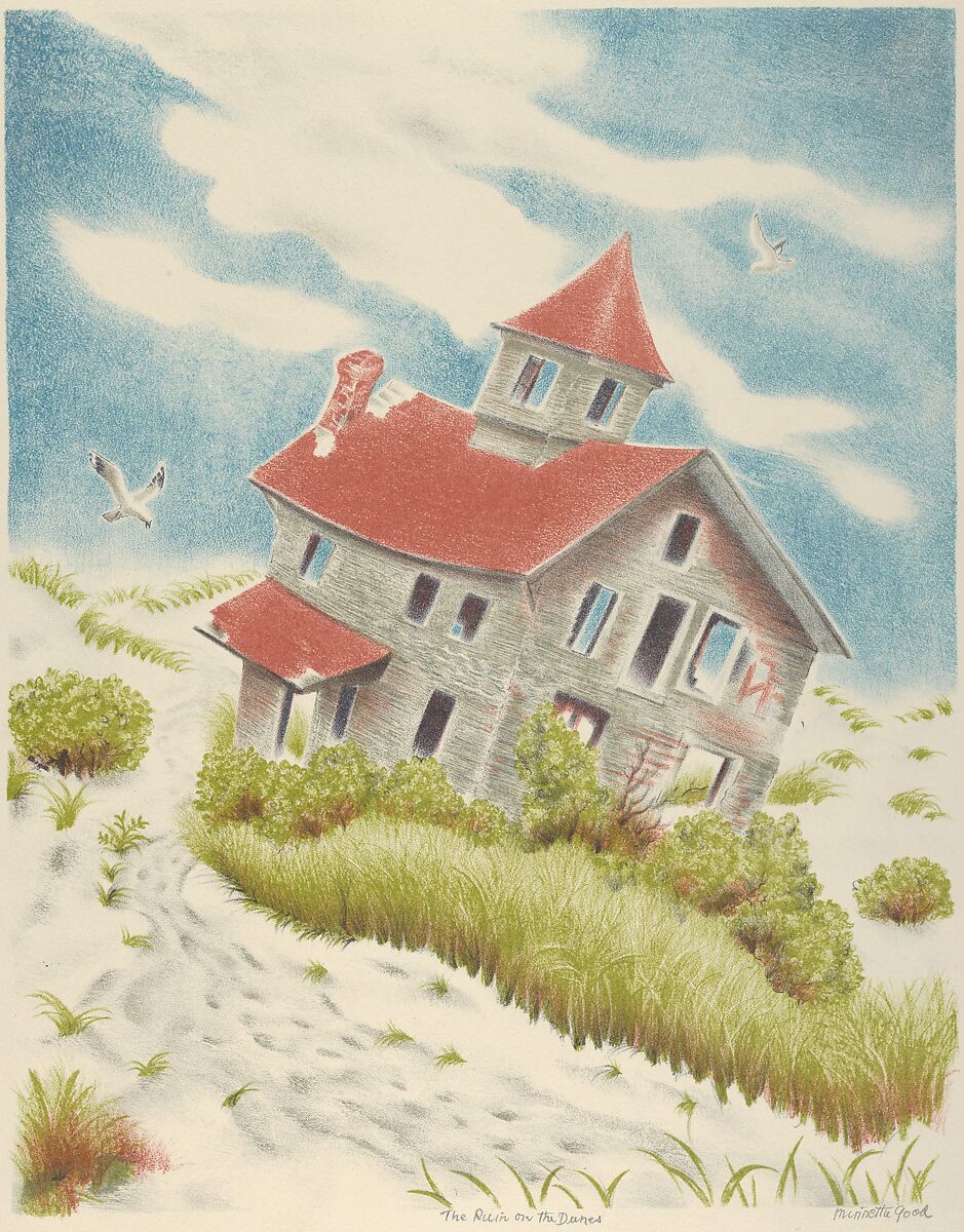 The Ruin on The Dunes, Minnetta Good (American, New York 1895–1946 New York), Color lithograph