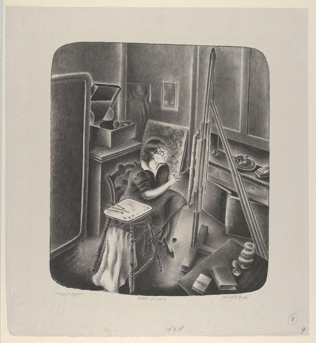 Artist at Work, Minnetta Good (American, New York 1895–1946 New York), Lithograph 