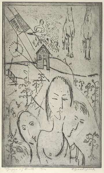 Grapes of Wrath, Albert Goodspeed (American, 20th century), Drypoint, aquatint