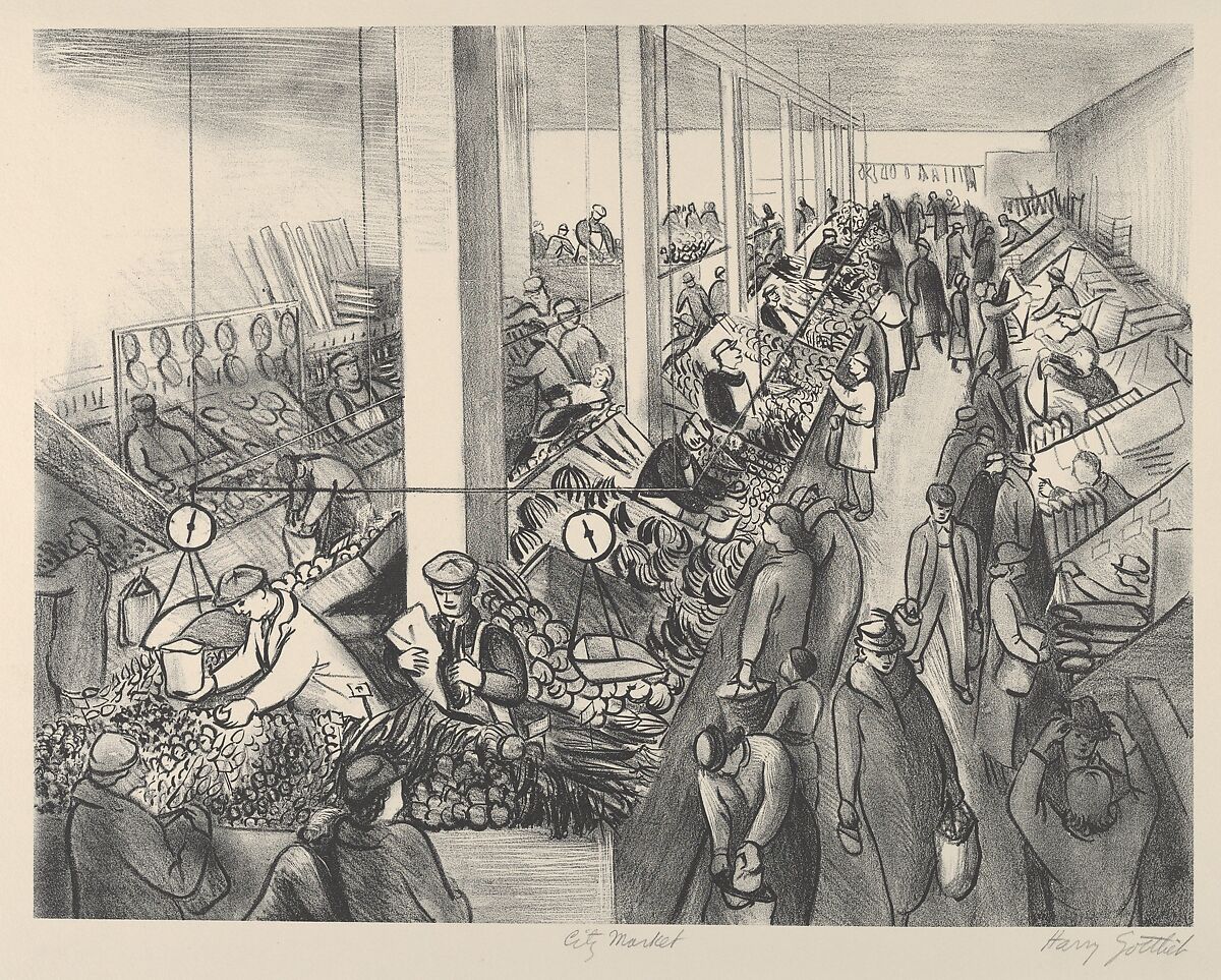 City Market, Harry Gottlieb (American, Bucharest, Rumania 1895–1993 New York), Lithograph 