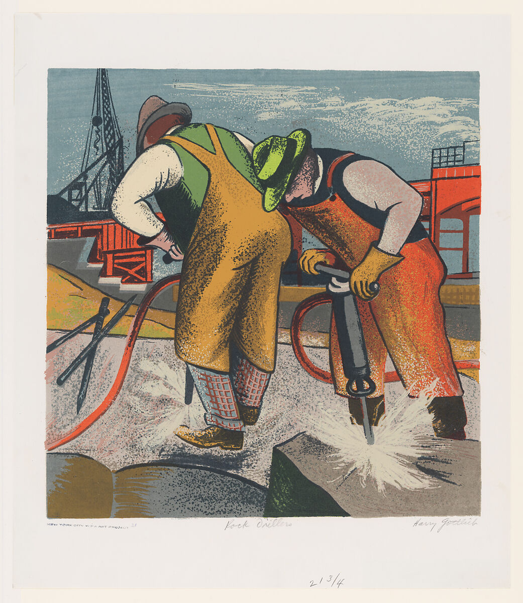 Rock Drillers, Harry Gottlieb  American, Screenprint