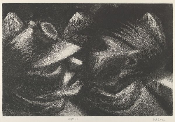 Miners, Blanche Grambs (American, 1916–2010), Etching and aquatint 