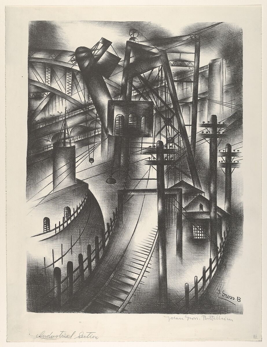 Industrial Section, Jolan Gross Bettelheim (American, Hungary 1900–1972 Budapest), Lithograph 