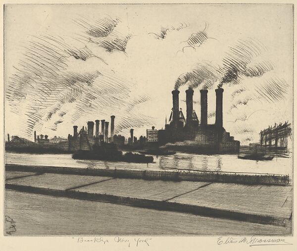 Brooklyn, New York, Elias Mandel Grossman (American, Kobryn, Russia 1898–1947 New York), Drypoint 