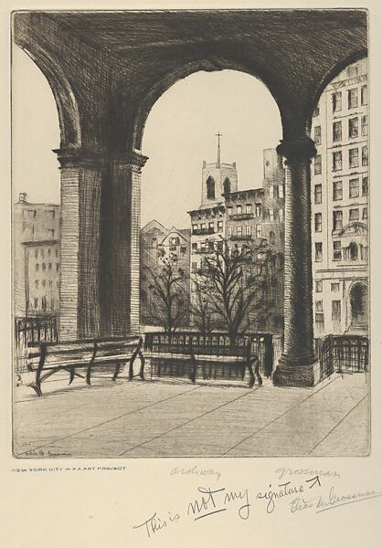 Archway, Elias Mandel Grossman (American, Kobryn, Russia 1898–1947 New York), Etching 
