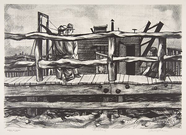 The Wharf, Ben Hoffman Abramowitz (American, Brooklyn, New York 1917–2011 Washington, D.C.), Lithograph 
