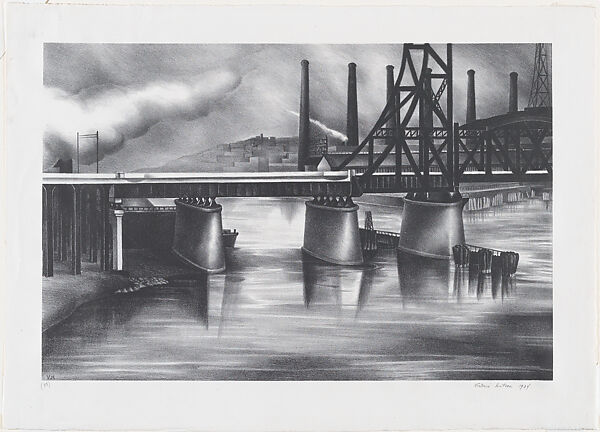 Lackawanna Bridge, Victoria Hutson Huntley (American,  Hasbrouck Heights, New Jersey 1900–1971 Arlington, Virginia), Lithograph 