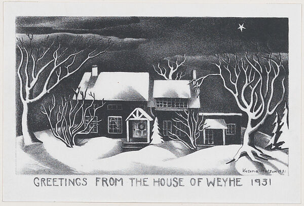 Christmas Card for Weyhe Gallery, Victoria Hutson Huntley (American,  Hasbrouck Heights, New Jersey 1900–1971 Arlington, Virginia), Lithograph 
