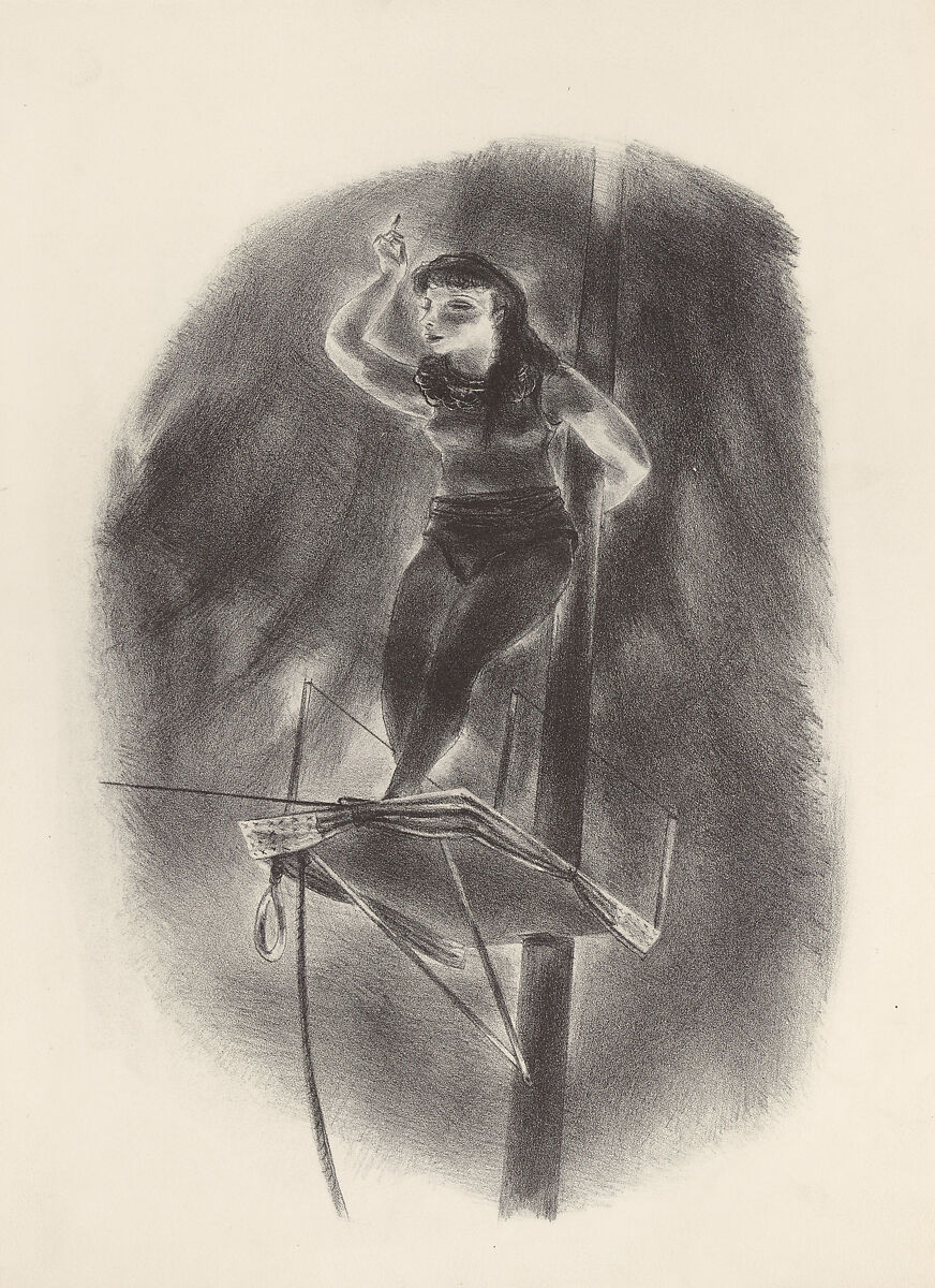 Tight Rope Performer, Yasuo Kuniyoshi (American (born Japan), Okayama 1889–1953 New York), Lithograph 