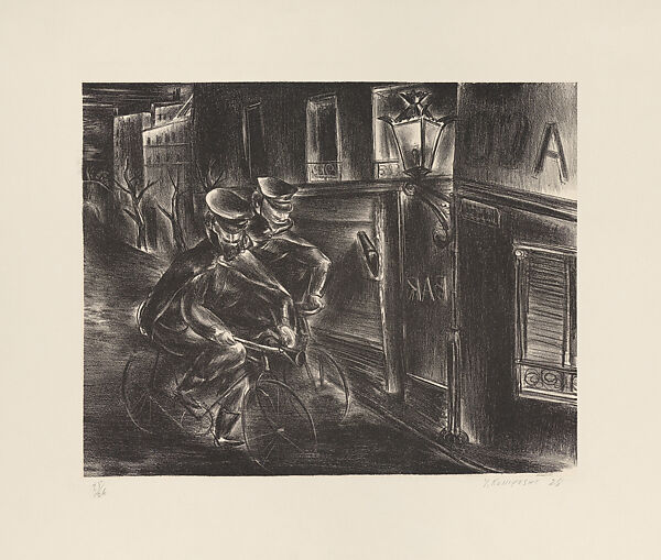 The Night Police, Paris, Yasuo Kuniyoshi (American (born Japan), Okayama 1889–1953 New York), Lithograph 