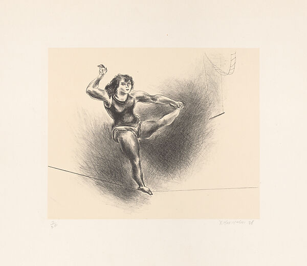 Wire Walker, Yasuo Kuniyoshi (American (born Japan), Okayama 1889–1953 New York), Lithograph 