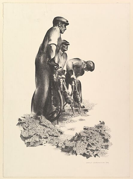 Pneumatic Drill Workers, Louis Lozowick (American (born Ukraine), Ludvinovka 1892–1973 South Orange, New Jersey), Lithograph 