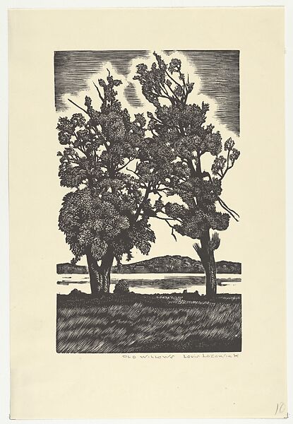 Old Willows, Louis Lozowick (American (born Ukraine), Ludvinovka 1892–1973 South Orange, New Jersey), Wood engraving 