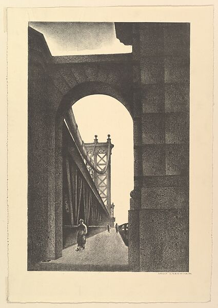 Manhattan Bridge, Louis Lozowick (American (born Ukraine), Ludvinovka 1892–1973 South Orange, New Jersey), Lithograph 