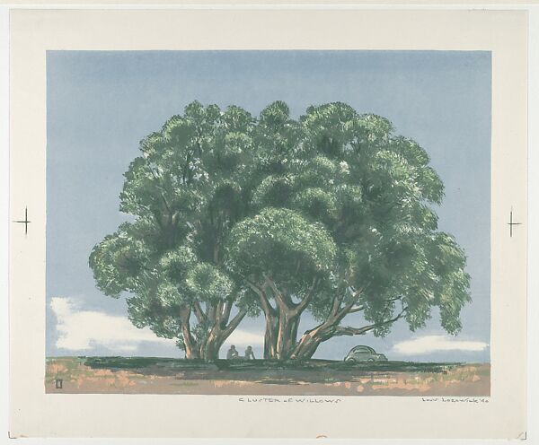 Cluster of Willows, Louis Lozowick (American (born Ukraine), Ludvinovka 1892–1973 South Orange, New Jersey), Color lithograph 
