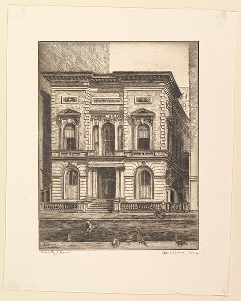 Society Library, Edith Nankivell (American, New York 1896–1962), Etching 