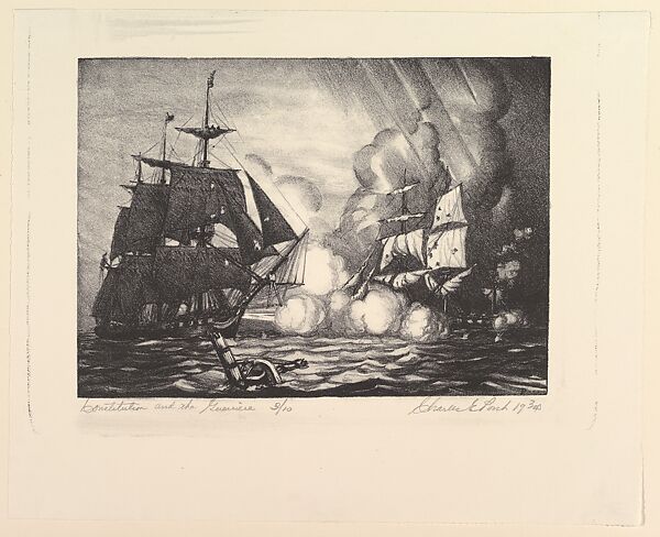 Constitution and Gueriere, Charles Ernest Pont (American, St Julien, France 1898–1971 Wilton, Connecticut), Lithograph 