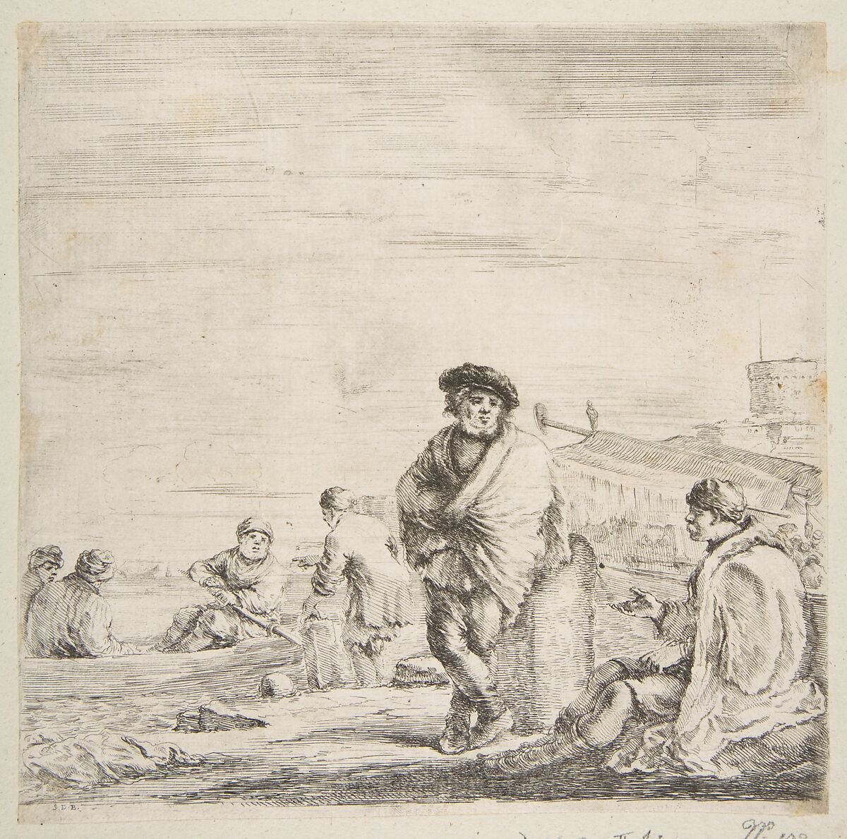 A standing sailor talking to a seated Levantine, Stefano della Bella (Italian, Florence 1610–1664 Florence), Etching; second state of two 
