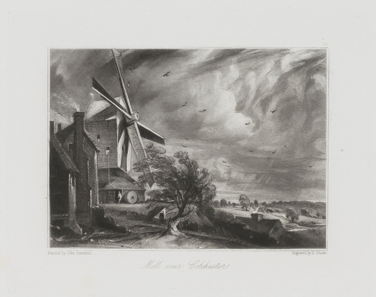 Mill near Colchester, David Lucas (British, Geddington Chase, Northamptonshire 1802–1881 London), Mezzotint; published state 