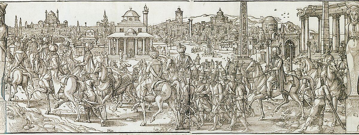 Procession of Sultan Süleyman through the Atmeidan from the frieze Ces Moeurs et fachons de faire de Turcz (Customs and Fashions of the Turks), After Pieter Coecke van Aelst (Netherlandish, Aelst 1502–1550 Brussels), Woodcut