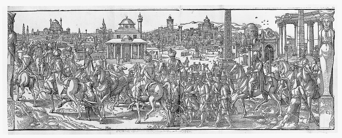 Procession of Sultan Süleyman through the Atmeidan from the frieze Ces Moeurs et fachons de faire de Turcz (Customs and Fashions of the Turks), After Pieter Coecke van Aelst (Netherlandish, Aelst 1502–1550 Brussels), Woodcut