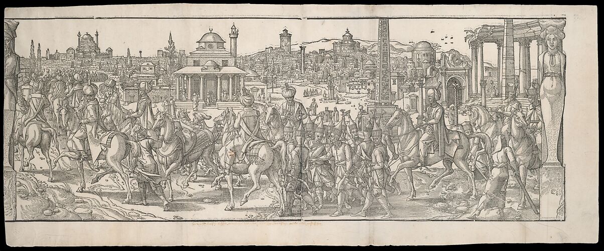 Procession of Sultan Süleyman through the Atmeidan from the frieze Ces Moeurs et fachons de faire de Turcz (Customs and Fashions of the Turks)