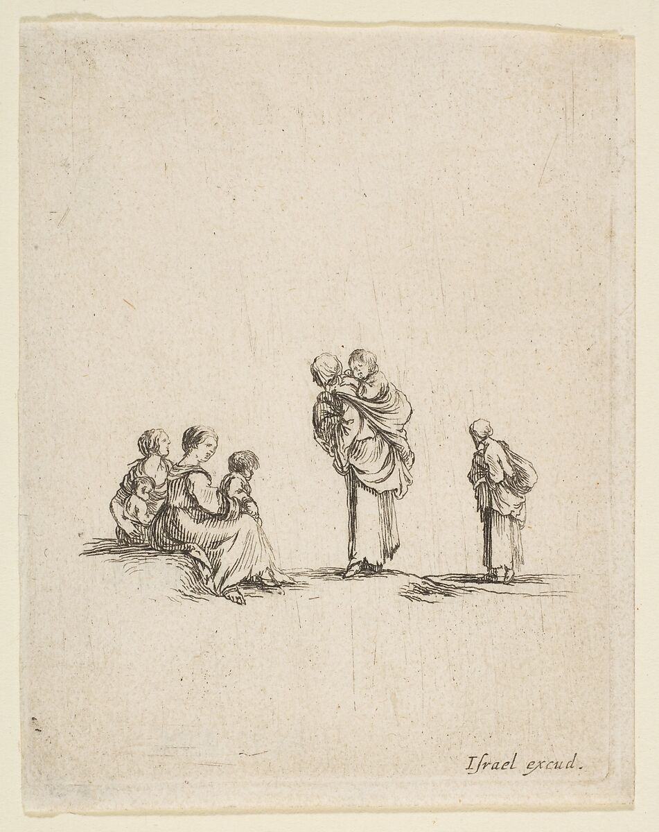 Four Beggar Women, Stefano della Bella (Italian, Florence 1610–1664 Florence), Etching 