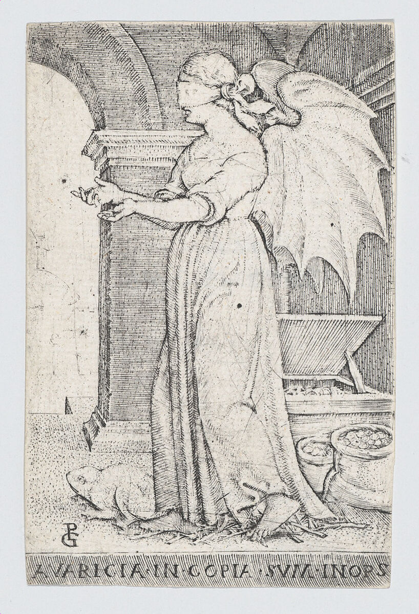 Avarice (Avaritia), from "The Seven Vices", Georg Pencz (German, Wroclaw ca. 1500–1550 Leipzig), Engraving 