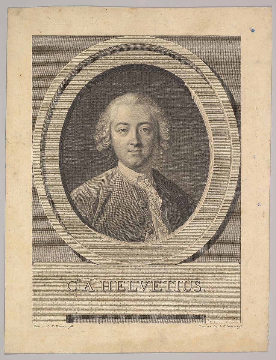 Portrait of Claude Adrien Helvétius (1715–1771), Augustin de Saint-Aubin (French, Paris 1736–1807 Paris), Engraving, third state of six (Bocher) 