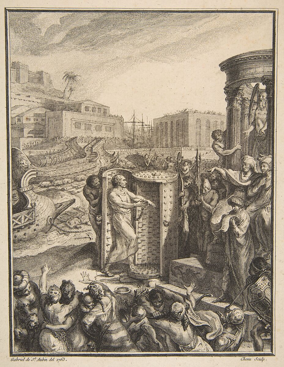 Regulus Condemned to the Most Horrible Torture, After Gabriel de Saint-Aubin (French, Paris 1724–1780 Paris), Etching and engraving, fourth state (out of five) 