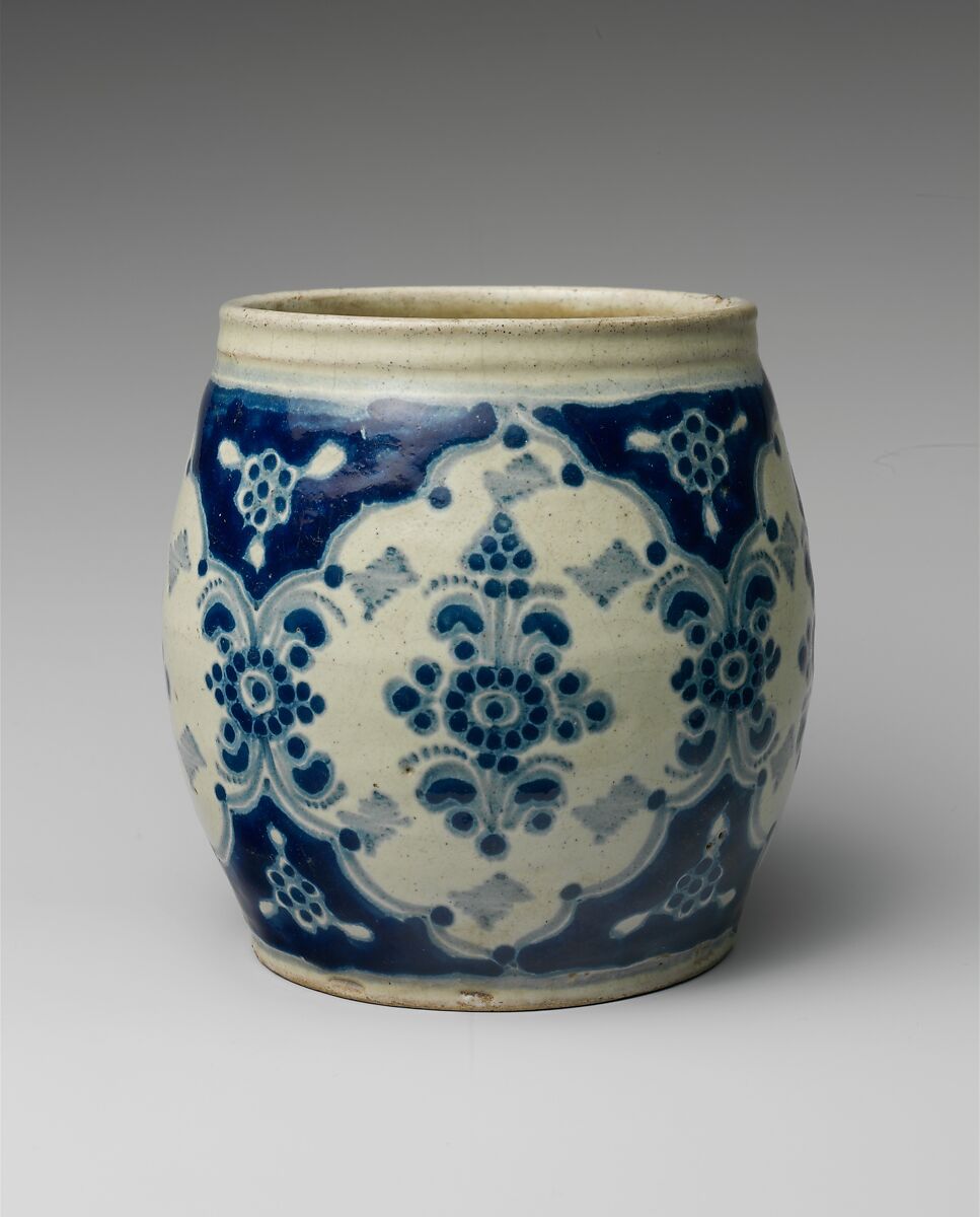 Barrel, Tin-glazed earthenware, Mexican