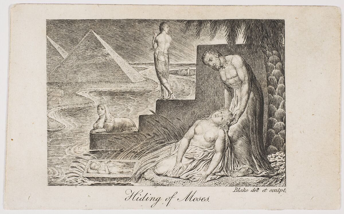 Hiding of  Moses, from "Remember Me!, or a Pocket Companion", William Blake (British, London 1757–1827 London), Engraving 